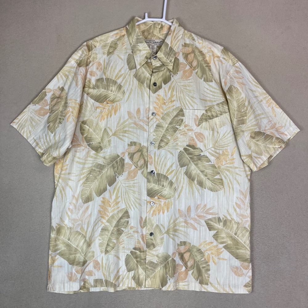 Tori Richard Mens L Tropical Leaf Print Short Sleeve Button Up Shirt Honolulu